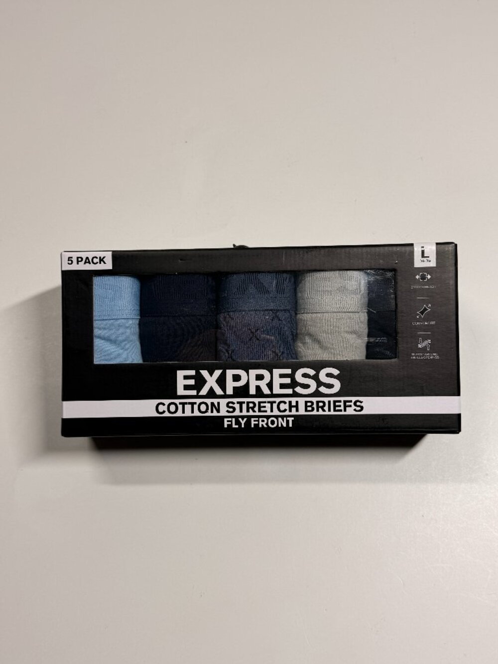 NWT Express Cotton Stretch Briefs - Large - Multi Colors - 5 Pack